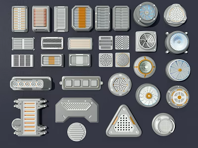 Various Modern Air Conditioner Vents With Different Shapes And Grille Patterns 3d model