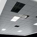Modern Grid Ceiling Design With Recessed Lights And Ventilation Panel