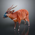 Okapi Wild Animal With Reddish Brown Coat White Stripes Horns And Distinctive Facial Markings