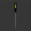 Practical Hardware Tool Screwdriver With Black Yellow Handle And Reflective Metal Shaft