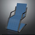 Modern Blue Chair With Sleek Metal Frame And Comfortable Fabric Seat