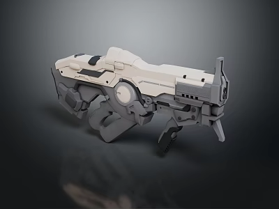 Futuristic Sci Fi Weapon With White Mechanical Design And Tactical Features 3d model