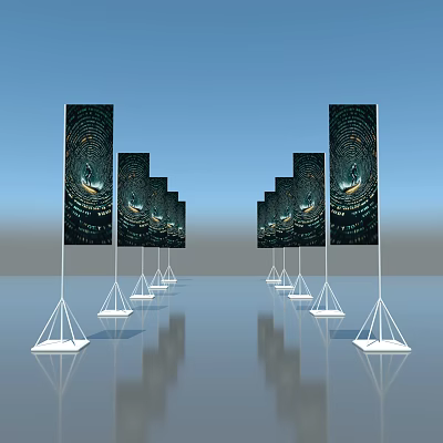 Road Flag Activities Road Flag Knife Flag Flagpole Flag 3d model