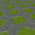 Interlocking Hexagonal Paving Stones With Green Grass Inserts For Outdoor Landscaping