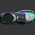 High Top Multicolored Shoes With Colorful Patterns Gray Laces And White Sole
