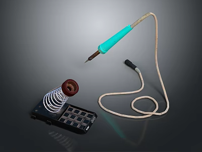 Professional Electric Soldering Iron With Stand Spring And Power Cord Accessories 3d model