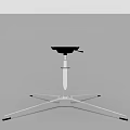 Modern Stool With Black Seat And Silver Metal Star Shaped Base Design