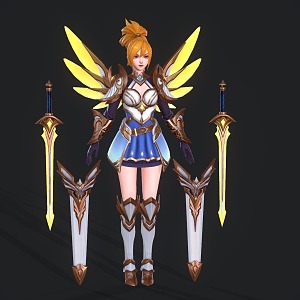 Game Character Female Warrior Anime Character Girl 3d model