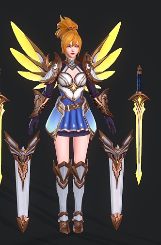 Game Character Female Warrior Anime Character Girl 3d model