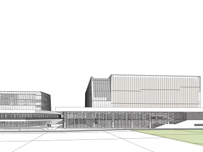 Modern Office Building Exterior With Glass Facade And Geometric Architectural Design 3d model