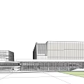 Modern Office Building Exterior With Glass Facade And Geometric Architectural Design