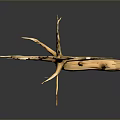 Wooden and Stone Tree Trunk Sculpture with Branches as Decorative Art Piece