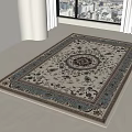 Traditional Square Rug Featuring Intricate Central Pattern And Decorative Border Design 3d model
