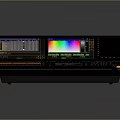 Professional Audio Video Control Console With Multiple Screens Colorful Interface Buttons Knobs