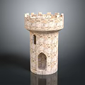 Medieval Stone Tower Architecture With Arched Windows And Crenellated Top Design