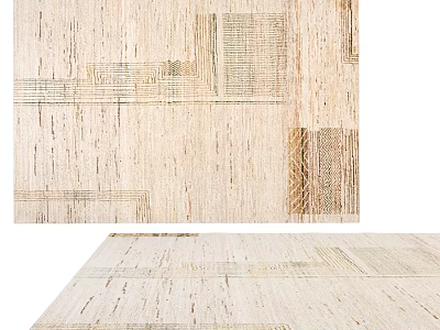 Light Toned Square Rug With Geometric Patterns And Textured Design Details 3d model