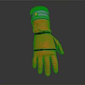 Orange Work Glove With Black Straps And Blue Wrist Band Design