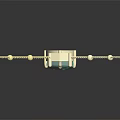 Elegant Gold Chain Necklace With Small Beads And Green Triangular Gemstone Pendant