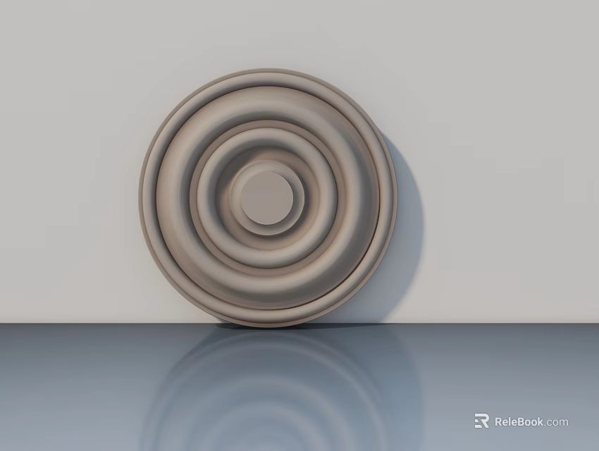 Hinged Door Featuring Circular Concentric Decorative Panel With Smooth Surface 3d model 