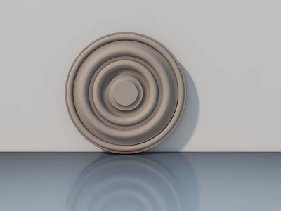 Hinged Door Featuring Circular Concentric Decorative Panel With Smooth Surface 3d model