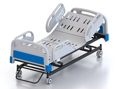 Adjustable Medical Bed with Side Rails Lockable Wheels and Ergonomic Design for Patient Care 3d model