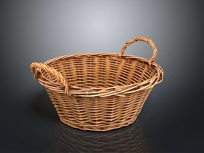 Handwoven Wicker Basket With Two Handles For Home Storage And Decor 3d model