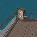 Outdoor Lantern Light with Square Pattern Design on Wooden Waterfront Deck