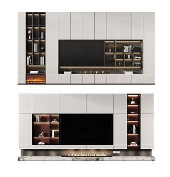 Modern TV background wall 3d model