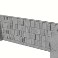 Modern Feature Wall Design With Gray Blocks And Yellow Vertical Lines 3d model
