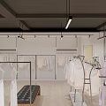 Neat Modern Clothing Store Interior With Mannequins Clothing Racks And Garments