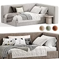 Modern Upholstered Children's Bed With Soft Pillows Blankets And Multiple Color Options