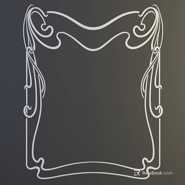 Ornate Carved Patterns with Intricate Curved Details and Decorative Frame Design 3d model 