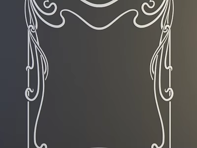 Ornate Carved Patterns with Intricate Curved Details and Decorative Frame Design 3d model