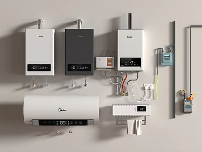 Gas water heater wall-mounted boiler heater 3d model