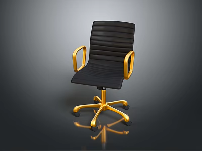 Sleek Modern Black Office Chair With Gold Armrests And Sturdy Caster Base Design 3d model