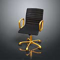 Sleek Modern Black Office Chair With Gold Armrests And Sturdy Caster Base Design