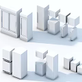 Various Modern Black Silver Refrigerators and Freezers with Display Doors Storage Compartments