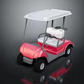 Red Electric Golf Cart With White Roof And Comfortable White Seats