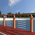 Safety Road Facilities With White Guardrail Red Walkway And Green Trees