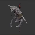 Mysterious Horned Creature Character With Skull Head And Spiked Armor