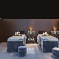 Luxury Massage Beds In Elegant Spa Room With Stools Flower Vases And Coat Hanger