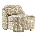 Modern Accent Chair With Beige And Brown Geometric Pattern Textured Fabric Design 3d model