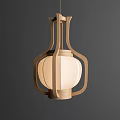 Japanese Style Wooden Frame Chandelier With White Fabric Shade For Interior Lighting