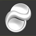 Modern Silver Circular Metal Decorative Object With Shiny Surface Perforated Holes And Striped Design