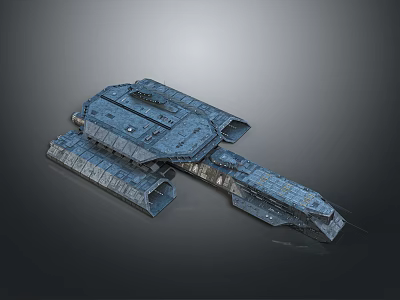 Futuristic Sci Fi Spaceship Model With Metallic Blue Exterior And Detailed Structure 3d model