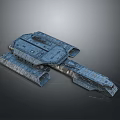 Futuristic Sci Fi Spaceship Model With Metallic Blue Exterior And Detailed Structure