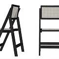Modern Dining Chairs With Black Frame And Woven Backrest Seat Design