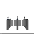 Modern Public Facility Turnstile With Glass Barriers And Access Control System 3d model