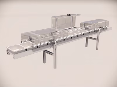 Industrial Conveyor Equipment With Transparent Covers And Metal Frame Structure 3d model