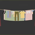 Red Clothes Drying Rack With Hanging Shirts Pants And Socks For Home Use